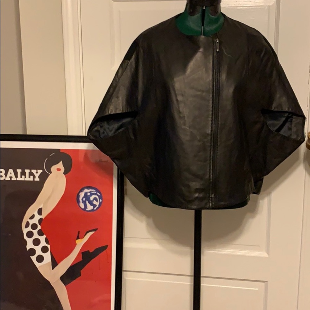 Leather BCBG cape NWT